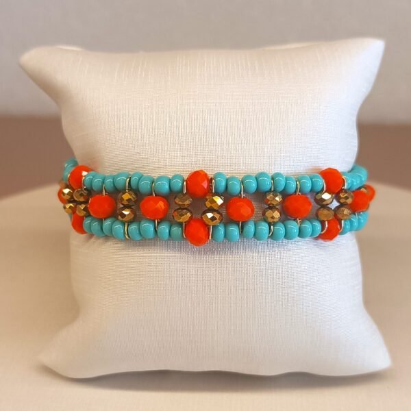 Pulseira cristais laranja azul Coralis 1828
