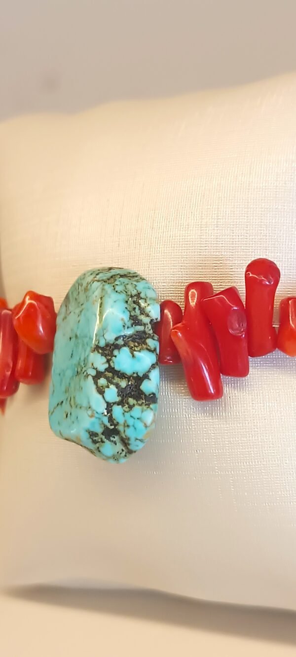 Pulseira cascalho vermelho com ponto azul Coralis 1824 - Imagem 2