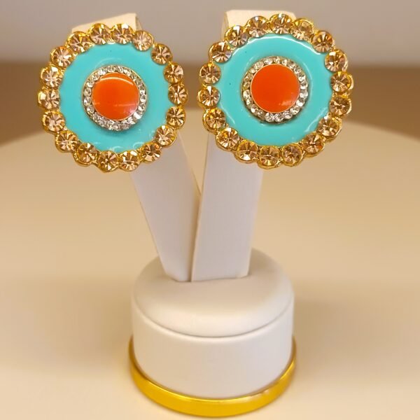 Brinco Malu redondo azul e laranja 3019 - Imagem 2