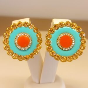 Brinco Malu redondo azul e laranja 3019