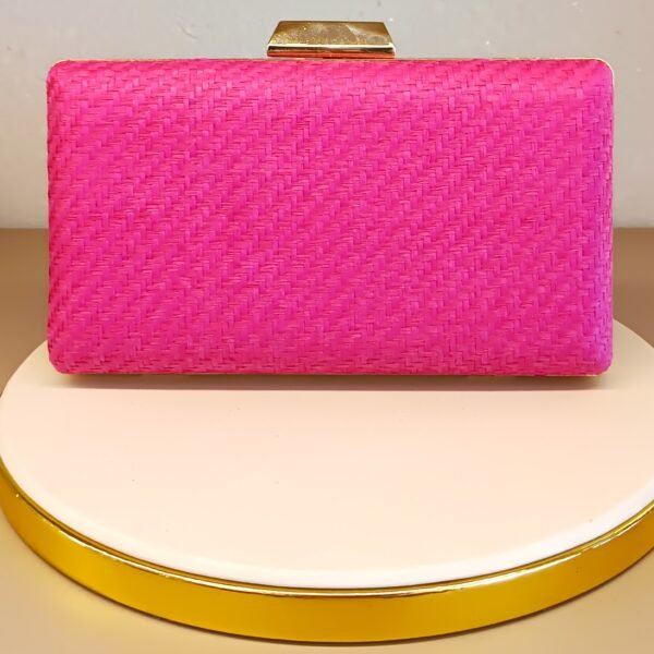 Bolsa festa palha rosa retângular 2552 - Imagem 2