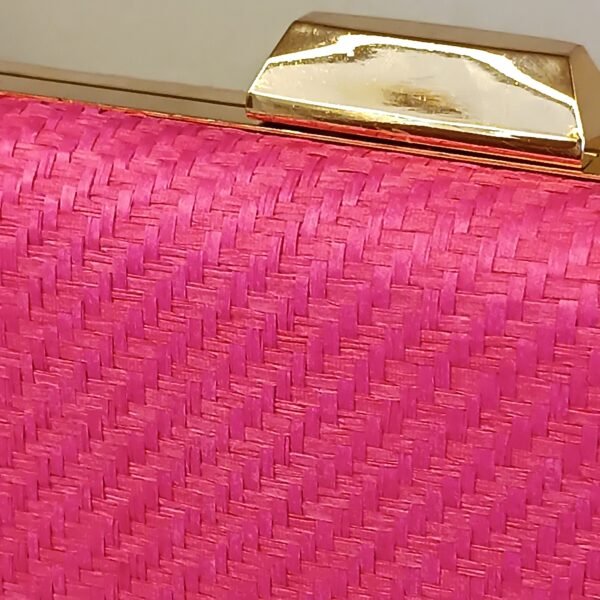 Bolsa festa palha rosa retângular 2552 - Imagem 3