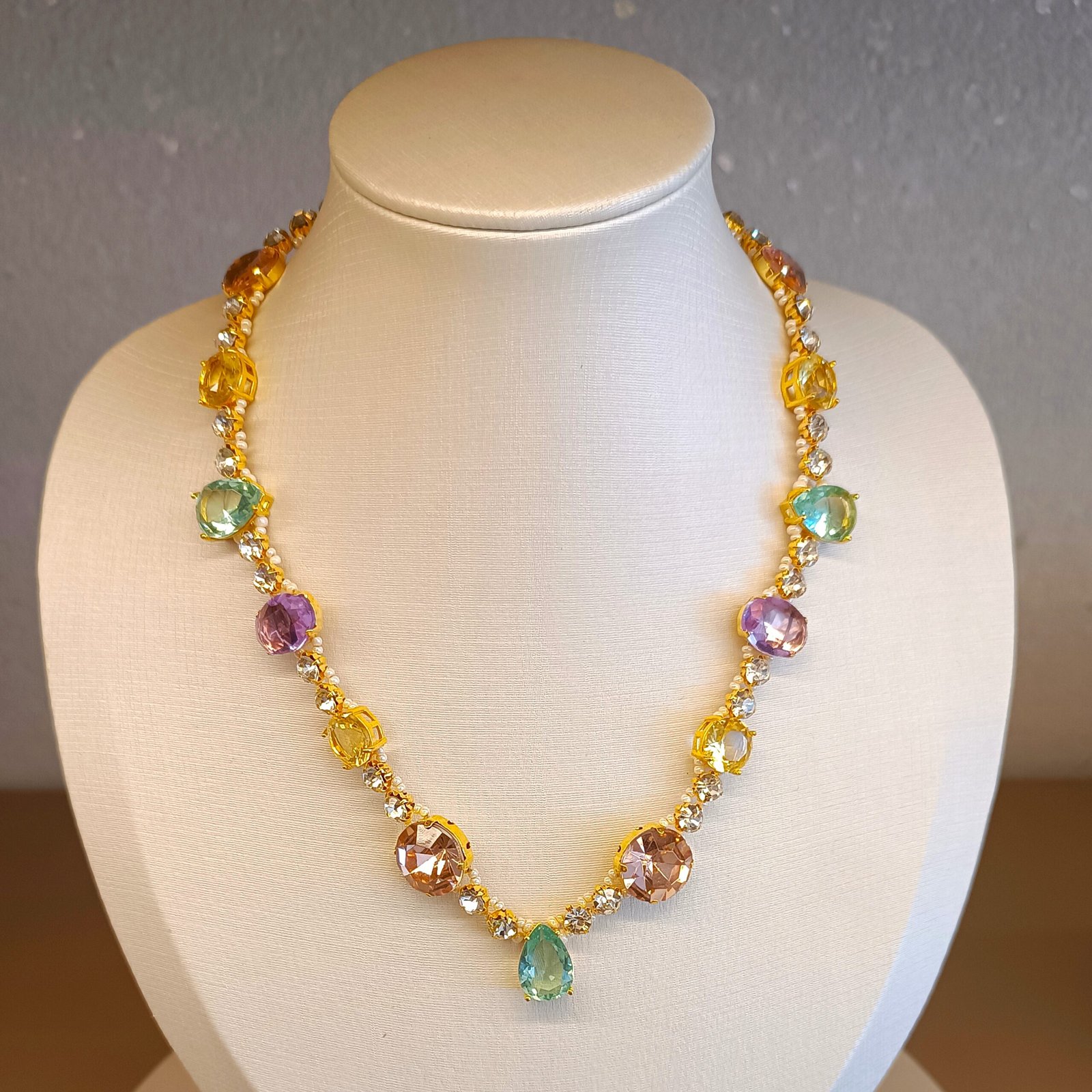 Colar pontos zirconis strass chaton botânica 2812