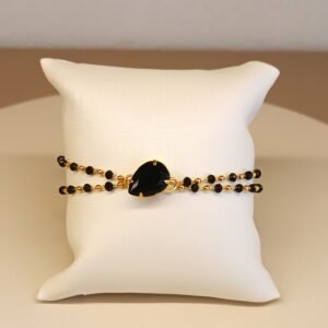 Pulseira pingente coração preto 2225