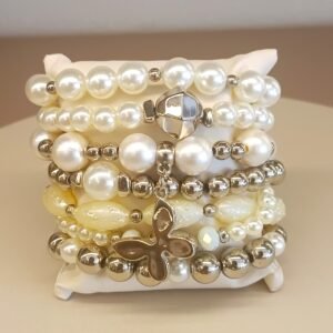 Mix de pulseiras pérola/níquel 3306