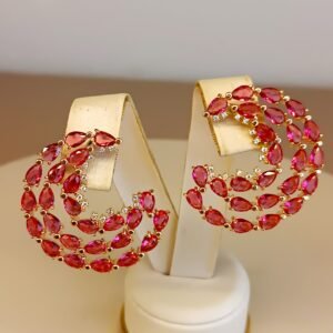 Brinco meia lua pingo rosa 3988
