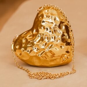 Bolsa metal dourada coração 4224