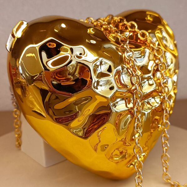 Bolsa metal dourada coração 4224 - Imagem 3