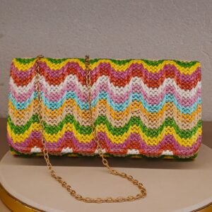 Bolsa palha ondas colorida - 4698