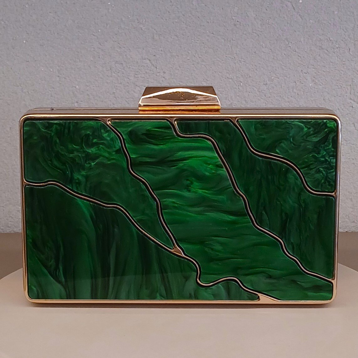Bolsa madrepérola verde riscas - 5678