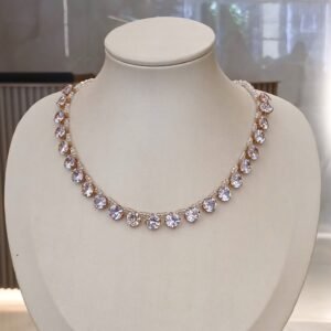 Colar pontos zircônia transparente cristais - 5567