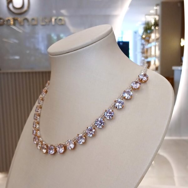 Colar pontos zircônia transparente cristais - 5567 - Imagem 2