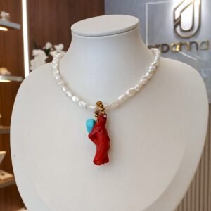 Colar pérola ping vermelho - 5743