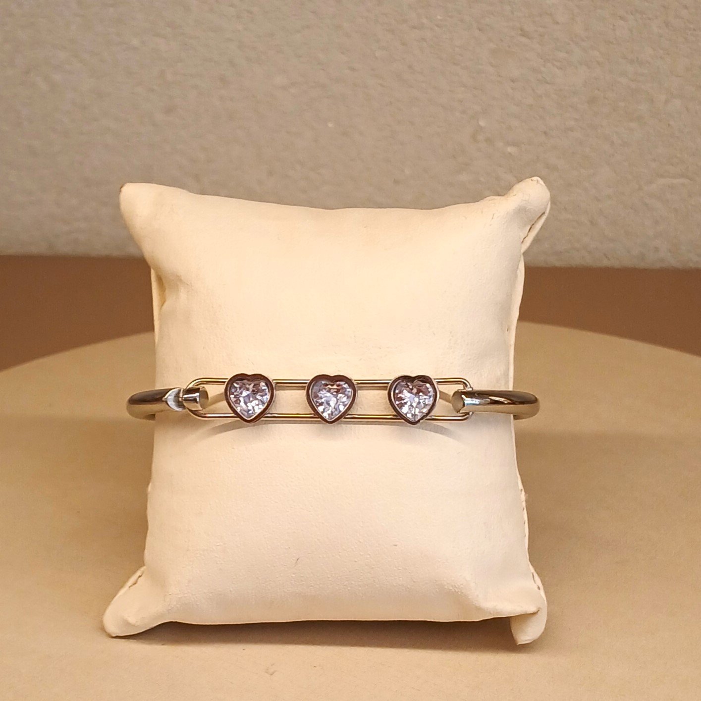 Pulseira níquel 3 zircônia corações - 4529