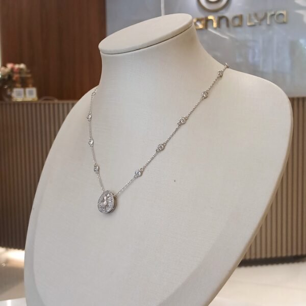 Colar gota crav pedra central prata 925 - 5076 - Image 2
