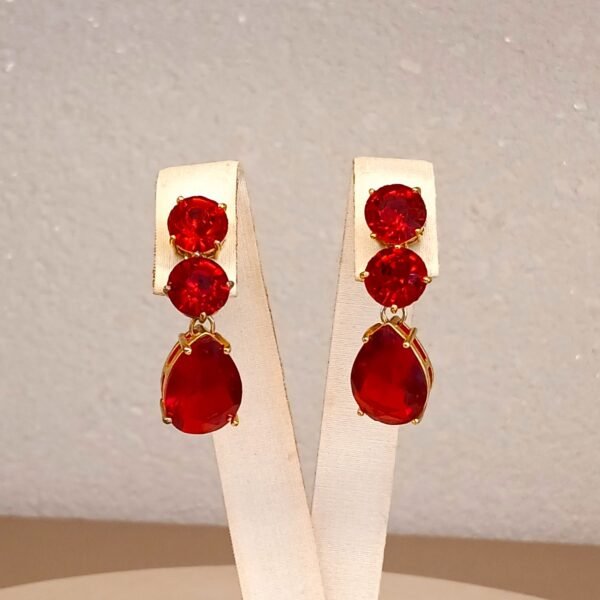 Brinco vermelho stress e gota zircônia - 5432