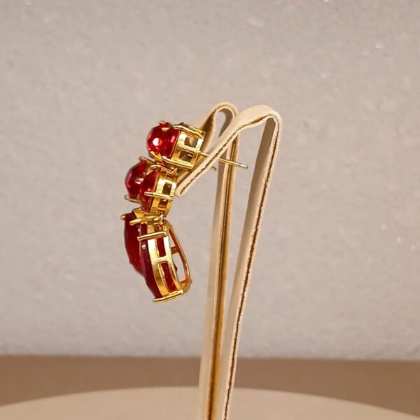 Brinco vermelho stress e gota zircônia - 5432 - Imagem 2