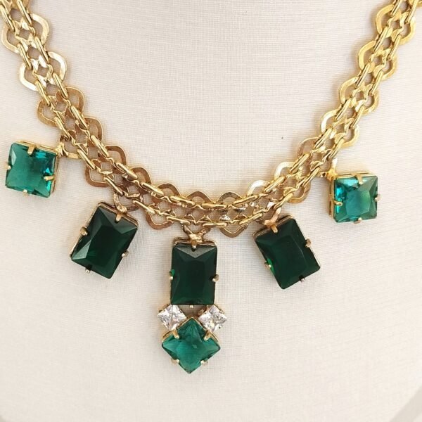 Colar 6 pedras verde e 2 branca - 5372 - Imagem 2