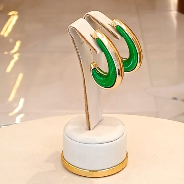 Argola pérola verde detalhe dour - 6270 - Imagem 2