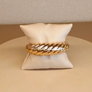 Bracelete dourado aberto listras - 6385