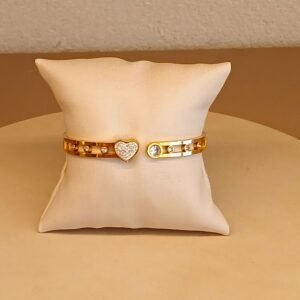 Bracelete dourada coraç pedra - 4526