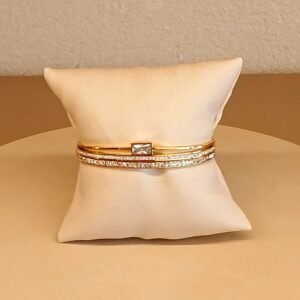 Bracelete dourado inox listras strass - 6087