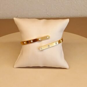 Bracelete dour inox 2 lados pontos - 6083