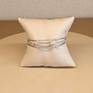 Bracelete 3 voltas strass níquel - 6046